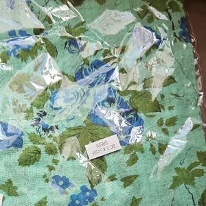 Floral Green and Blue Knit Oversided Scarf/wrap